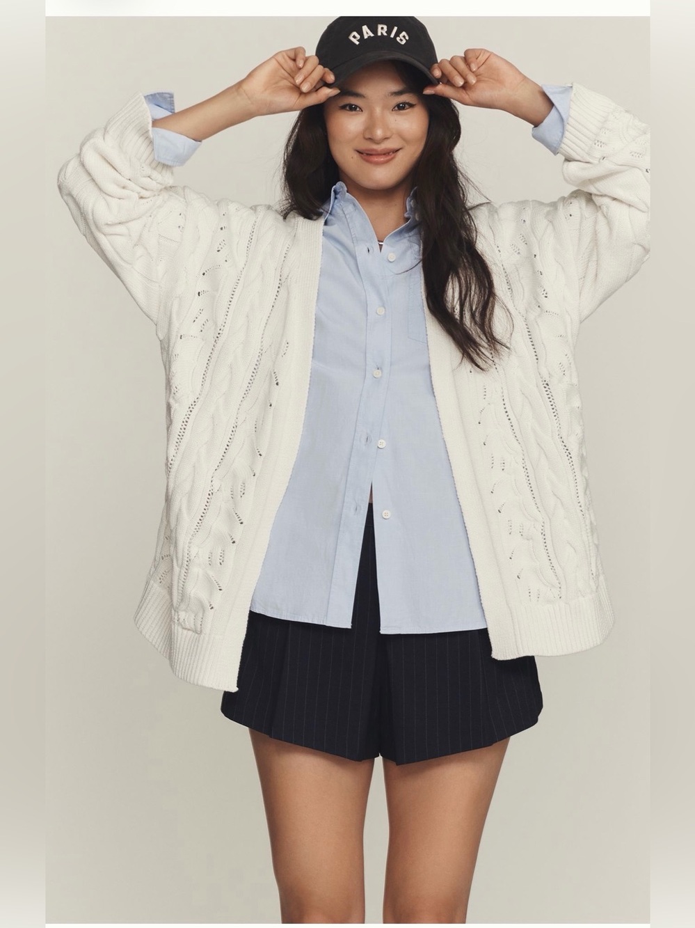 NWT Anthropologie White Cableknit Cardigan Sweater Oversized Size All One Size